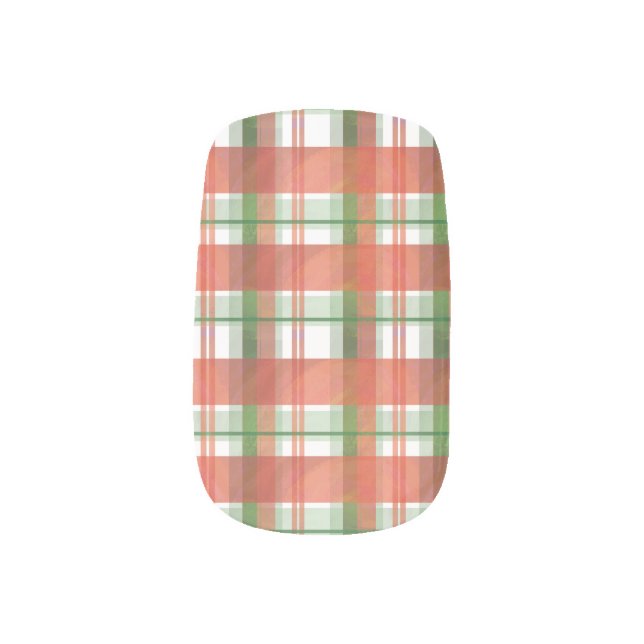 Madras Plaid Christmas Minx Nail Art (Left Thumb)