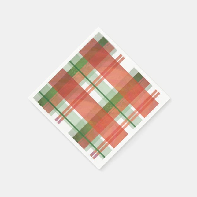 Madras Plaid Christmas Paper Napkins (Corner)