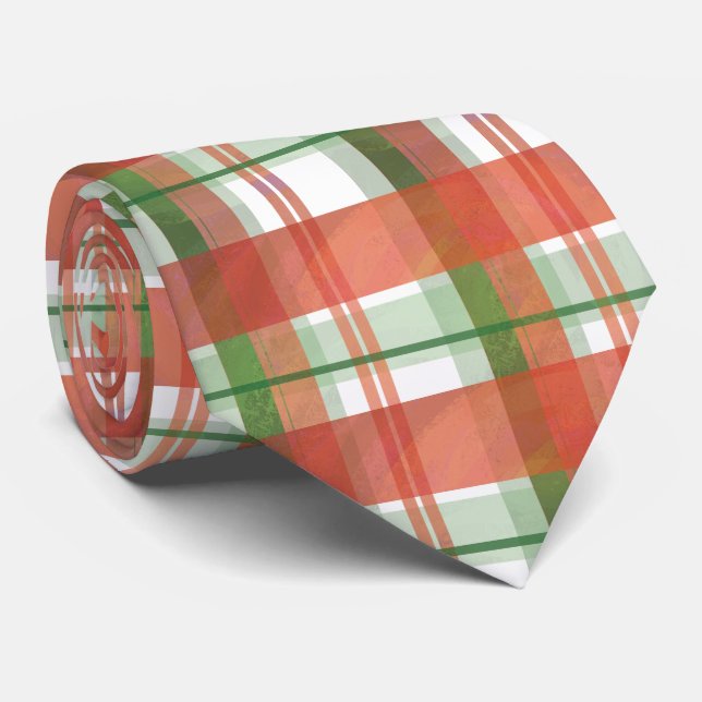 Madras Plaid Christmas Tie (Rolled)