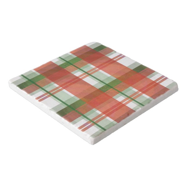 Madras Plaid Christmas Trivet (Corner)