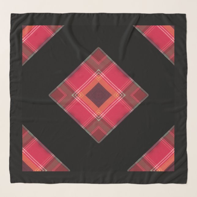 Madras Plaid Elegant Black Red Pattern Modern Scarf (Front)