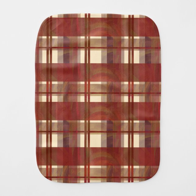 Madras Plaid Fall Red Baby Burp Cloth (Front)