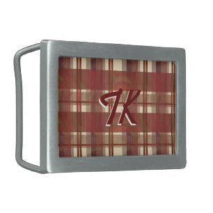 Madras Plaid Fall Red Belt Buckle