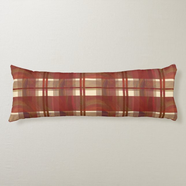 Madras Plaid Fall Red Body Pillow (Front)