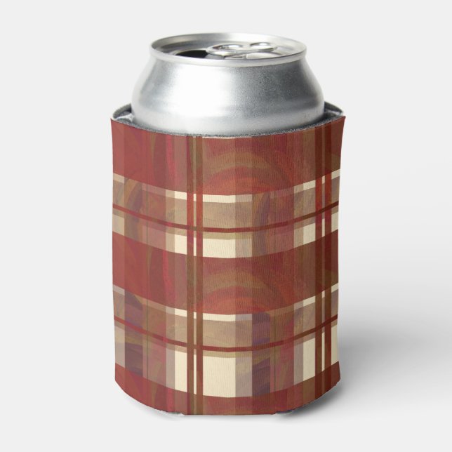 Madras Plaid Fall Red Can Cooler (Can Front)