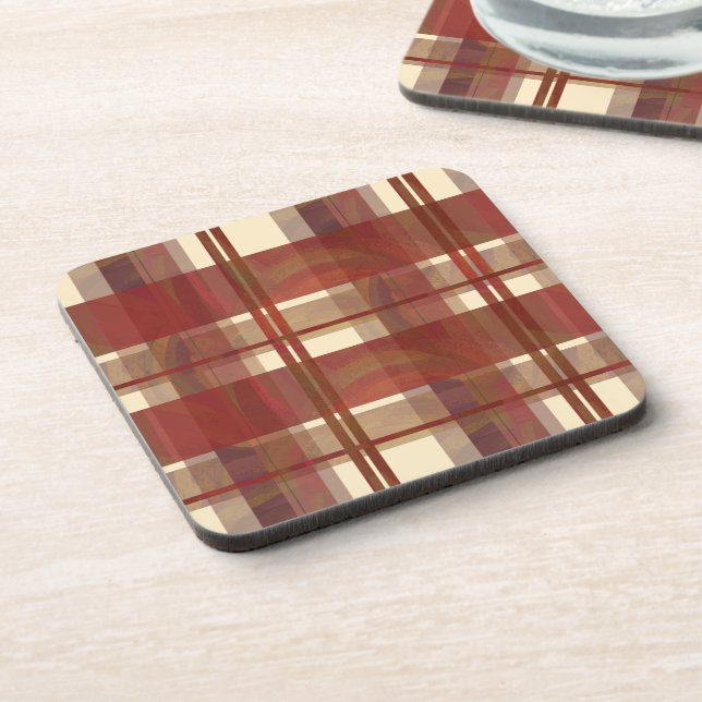 Madras Plaid Fall Red Coaster (Left Side)