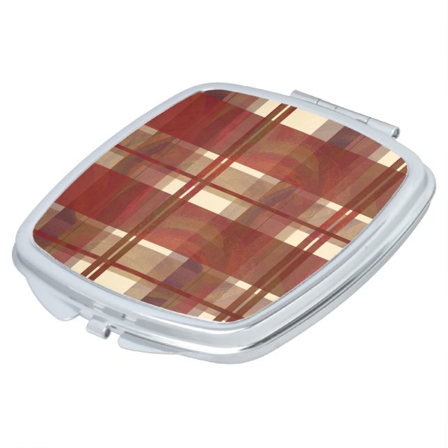 Madras Plaid Fall Red Compact Mirror (Turned)