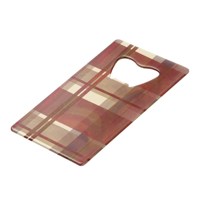 Madras Plaid Fall Red Credit Card Bottle Opener (Front Angled)