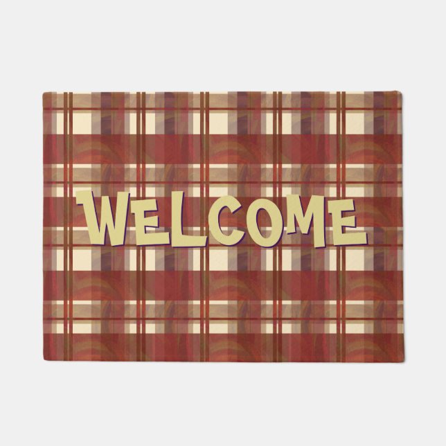 Madras Plaid Fall Red Doormat (Front)