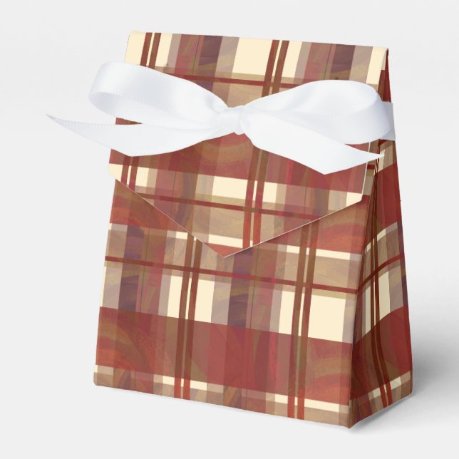Madras Plaid Fall Red Favor Boxes (Front Side)