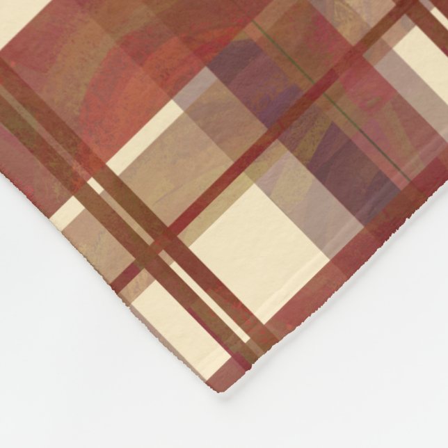 Madras Plaid Fall Red Fleece Blanket (Corner)