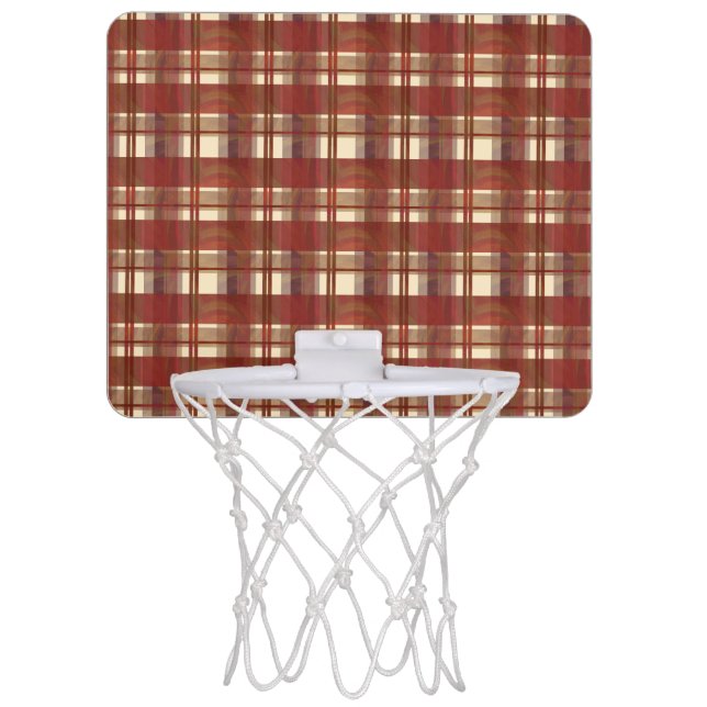 Madras Plaid Fall Red Mini Basketball Hoop (Front)