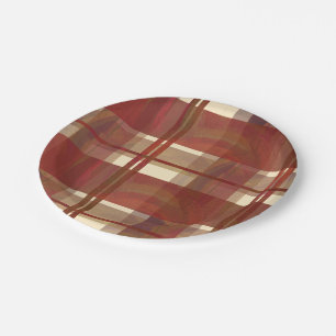 Madras Plaid Fall Red Paper Plates