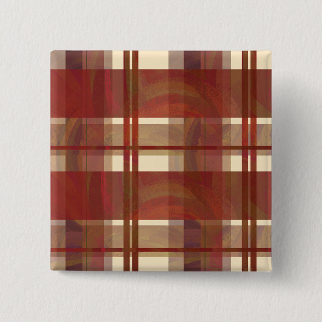 Madras Plaid Fall Red Pinback Button (Front)