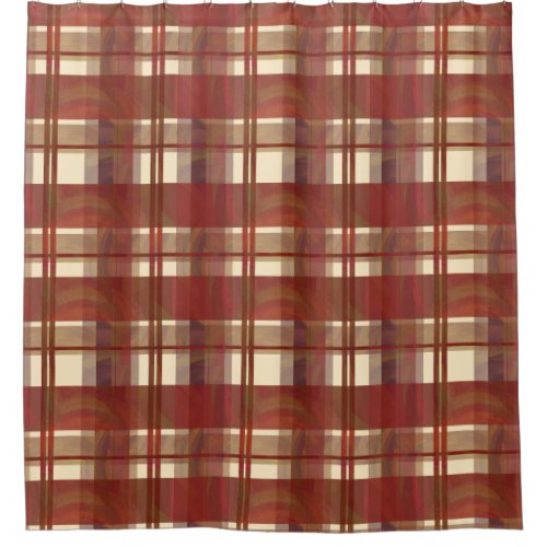 Madras Plaid Fall Red Shower Curtain