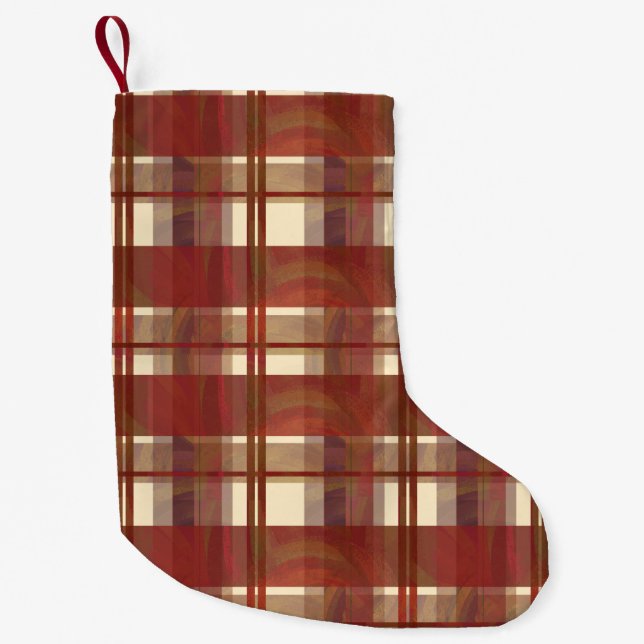 Madras Plaid Fall Red Small Christmas Stocking (Front)
