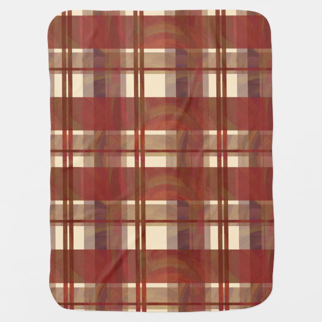 Madras Plaid Fall Red Swaddle Blanket (Front)