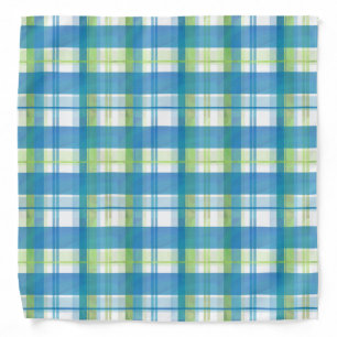 Madras Plaid Green and Blue Bandana