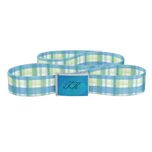 Madras Plaid Green and Blue Belt