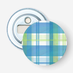 Madras Plaid Green and Blue Bottle Opener