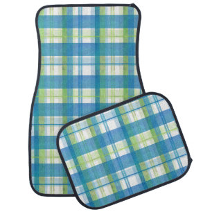 Madras Plaid Green and Blue Car Mat