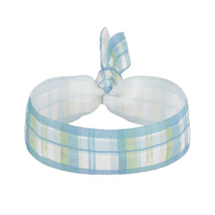 Madras Plaid Green and Blue Elastic Hair Tie