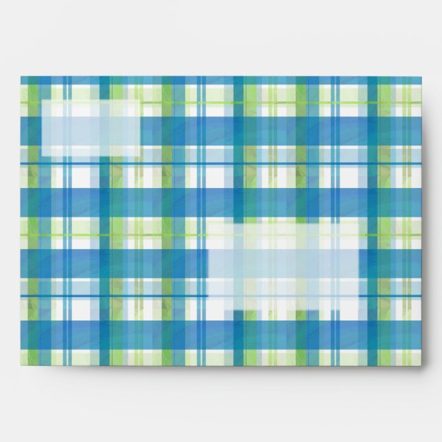 Madras Plaid Green and Blue Envelope (Front)