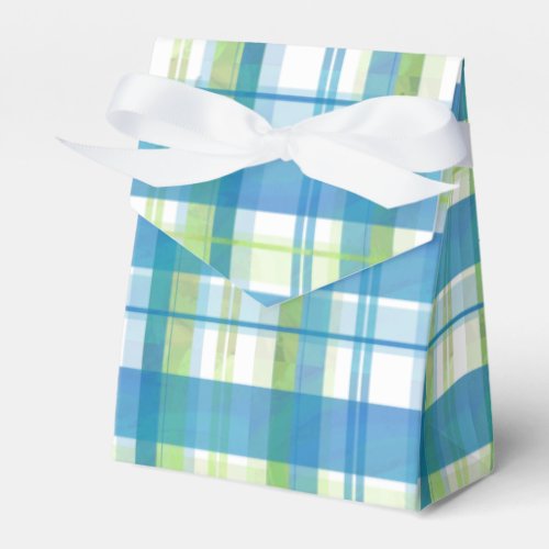 Madras Plaid Green and Blue Favor Boxes