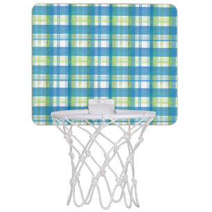 Madras Plaid Green and Blue Mini Basketball Hoop