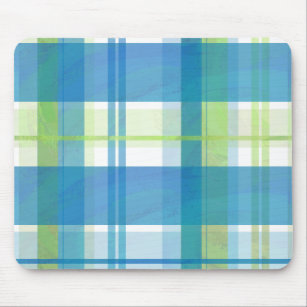 Madras Plaid Green and Blue Mouse Pad