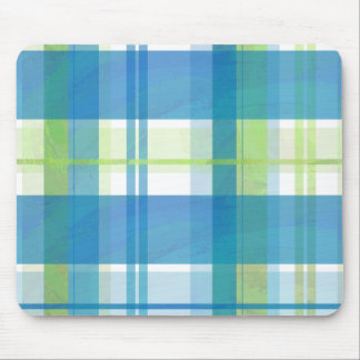 Madras Plaid Green and Blue Mouse Pad