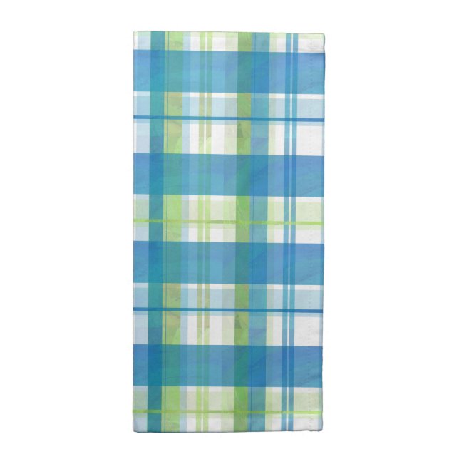Madras Plaid Green and Blue Napkin (Half Fold)