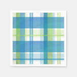 Madras Plaid Green and Blue Paper Napkins