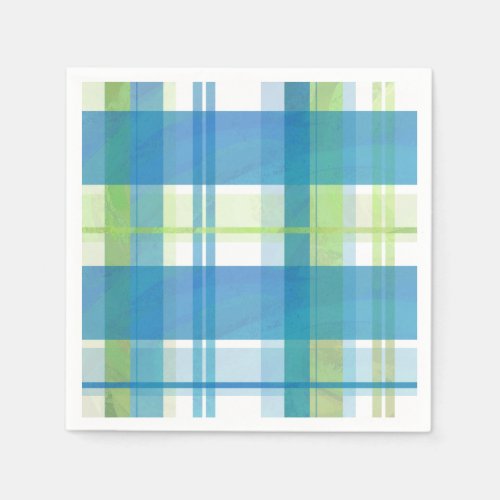 Madras Plaid Green and Blue Paper Napkins