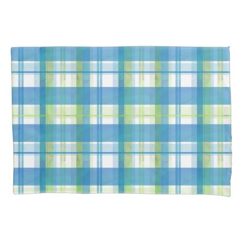 Madras Plaid Green and Blue Pillow Case