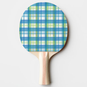 Madras Plaid Green and Blue Ping-Pong Paddle