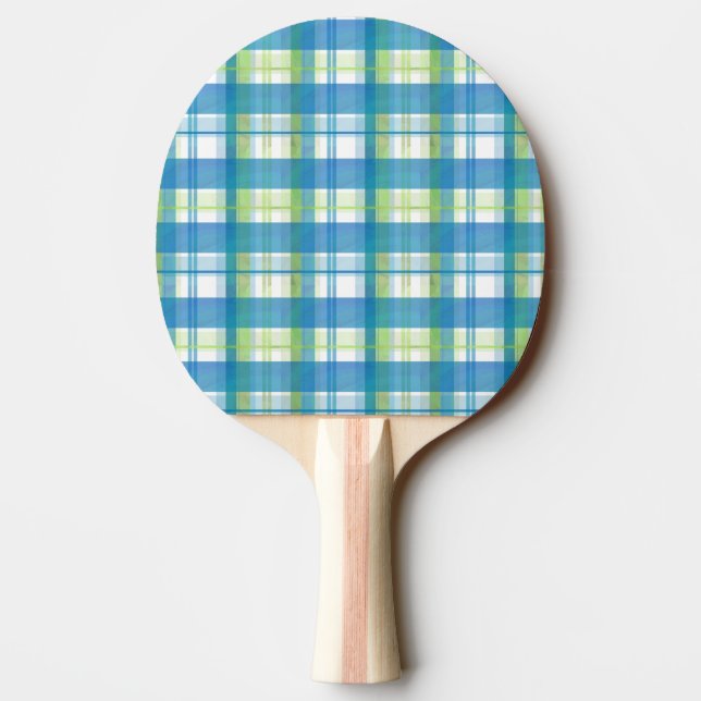 Madras Plaid Green and Blue Ping-Pong Paddle (Back)