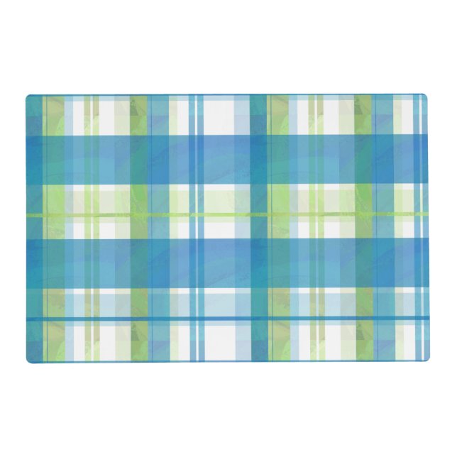 Madras Plaid Green and Blue Placemat (Front)