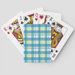 Madras Plaid Green and Blue Poker Cards