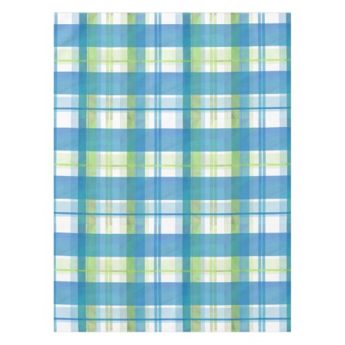 Madras Plaid Green and Blue Tablecloth
