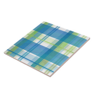 Madras Plaid Green and Blue Tile