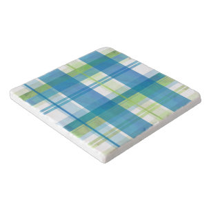 Madras Plaid Green and Blue Trivet