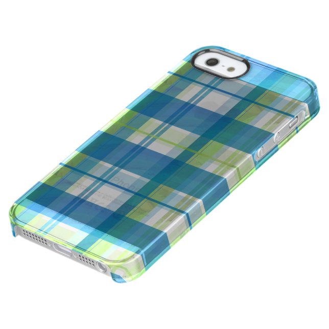 Madras Plaid Green and Blue Uncommon iPhone Case (Bottom)