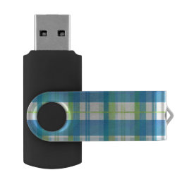 Madras Plaid Green and Blue USB Flash Drive