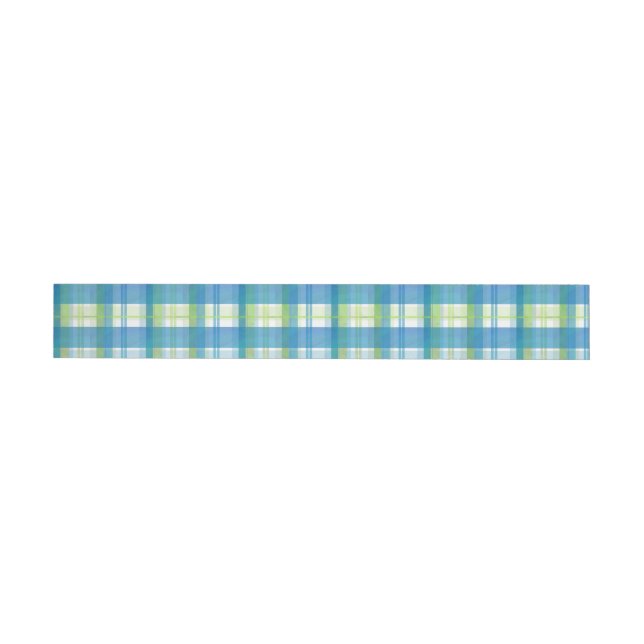 Madras Plaid Green and Blue Wrap Around Address Label (Individual)