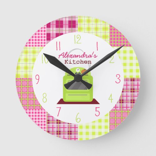 Madras Plaid Kitchen Clock