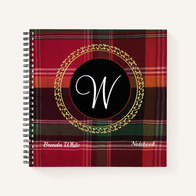 Madras Plaid USVI Caribbean Monogram Custom Notebook (Front)