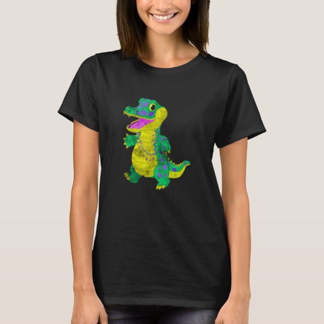 Madri Gras Alligator Carnival Festival Costume Mat T-Shirt (Front)