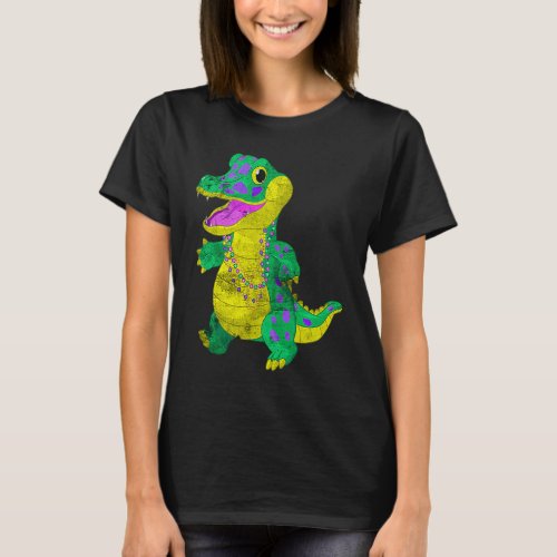 Madri Gras Alligator Carnival Festival Costume Mat T_Shirt