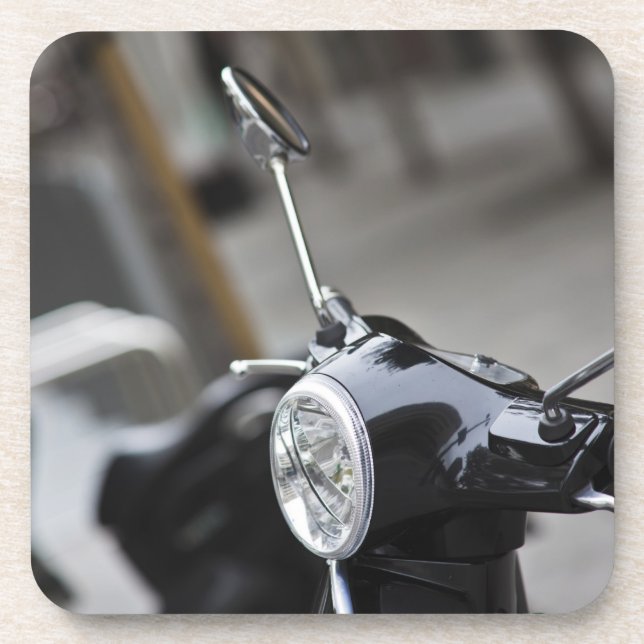 Madrid, black Vespa scooter Coaster (Front)